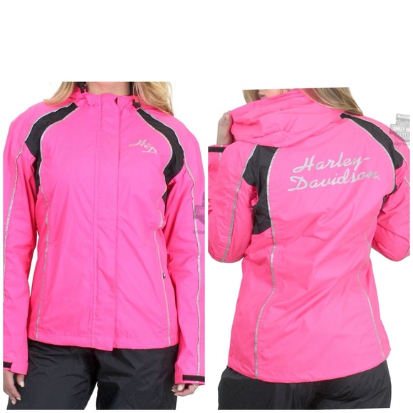 Harley-Davidson Hot Pink Hi-Vis Reflective Rain Jacket S - Picture 1 of 8